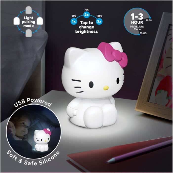 Lampe en silicone rechargeable - PALADONE - HELLO KITTY PP13694HK - 18 cm - USB rechargeable - Blanc