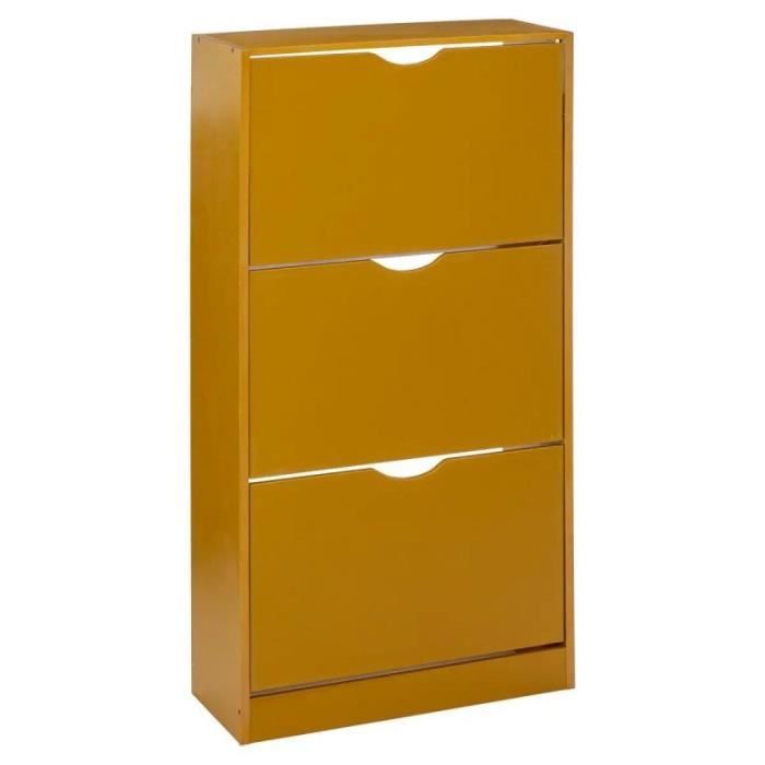 Meuble à Chaussures 3 Tiroirs "Mylan" 119cm Jaune Cdiscount Maison