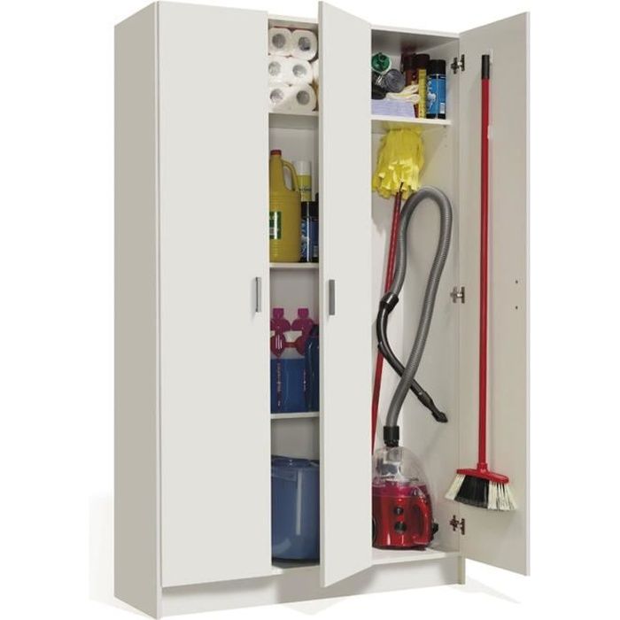 Armoire polyvalente Ddeiol, Armoire porte-balai multifonctionnelle, Armoire  à 2 portes, 78x35h190 cm, Blanc