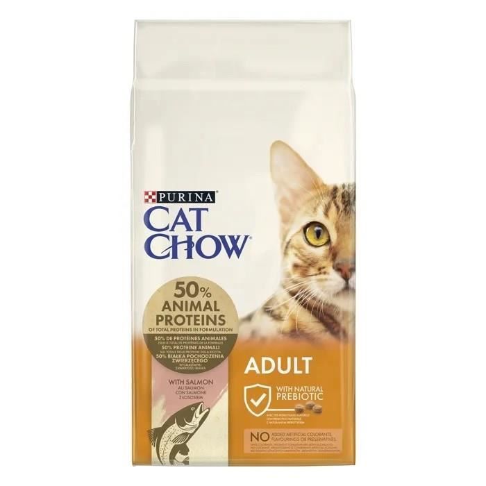 PURINA CAT CHOW Croquettes Avec NaturiumTM Riche en saumon Pour