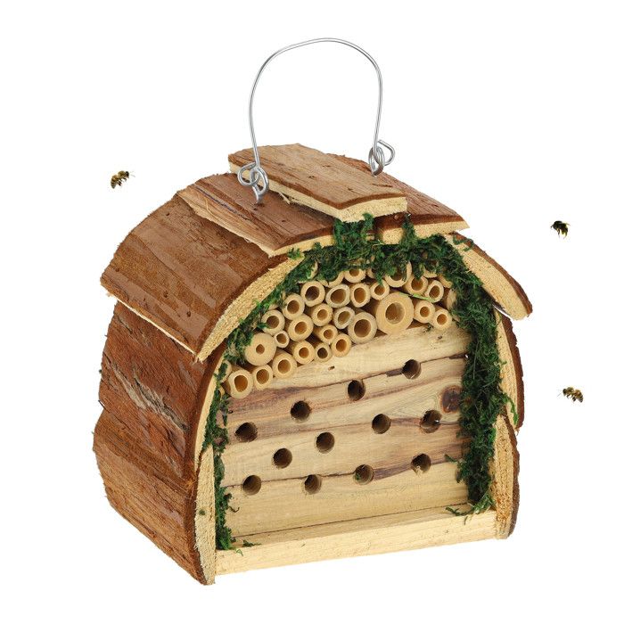 Comparer les prix de Relaxdays Hôtel à insectes, nid abeilles, refuge guêpes, jardin, abri coccinelle, HLP 15,5 x 16 x 10,5 cm, nature/vert