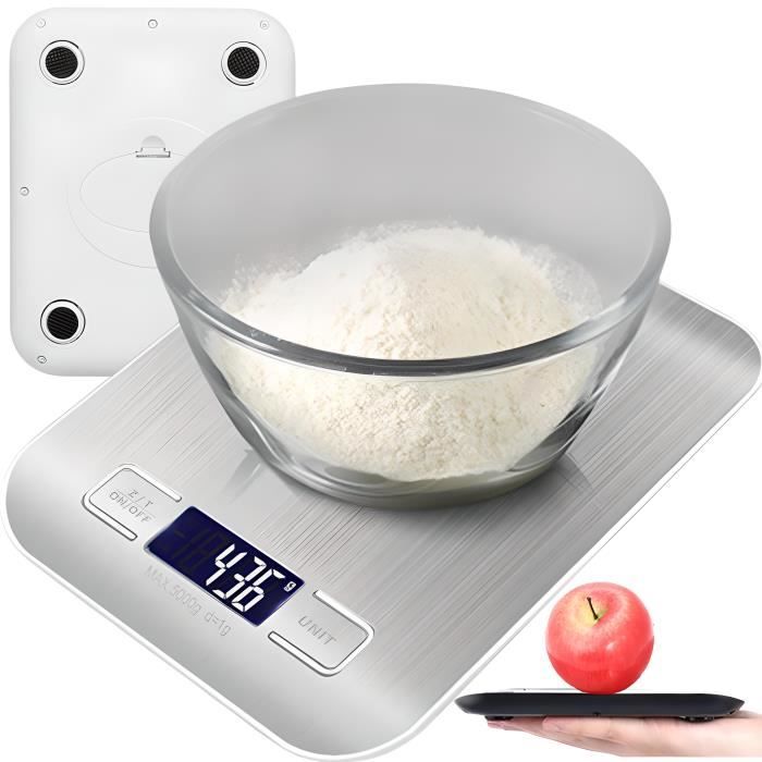 Retoo Balance de cuisine numérique en acier inoxydable Précision 0.1g 10kg Balance Alimentaire Capacité de charge LCD