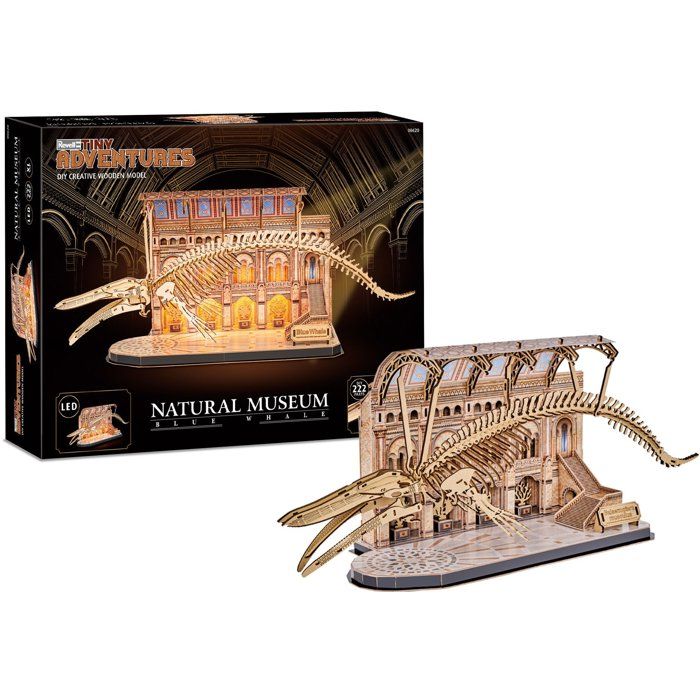Puzzle 3D en bois REVELL Tiny Adventures Natural Museum Baleine LED