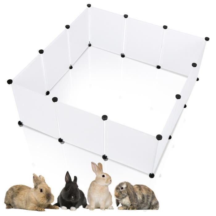 Riossad Enclos 12Pcs 35x45cm DIY Clôture Clôture modulaire pour Cochon d’Inde, Lapin, Hérisson, Petits Animaux Blanc PARC