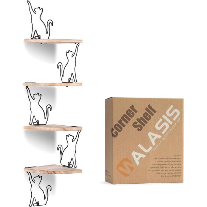 Lot De 3 étagères D'angle Flottantes En Pin Massif à Fixation Murale Rustique Pour Salle De Bain