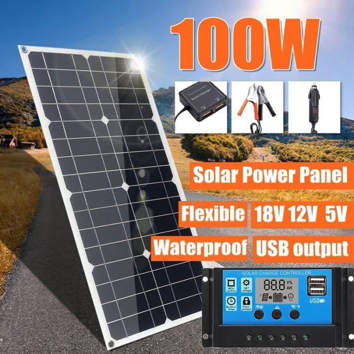 100 W Flexible Semi Panneau Solaire Batterie Chargeur Kit 20 A Contrôleur PWM Voiture Bateau