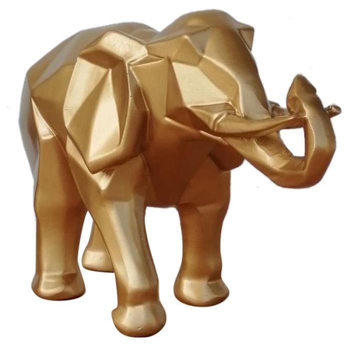 Moderne Géométrique Abstrait Doré Éléphant Statue Résine Ornements