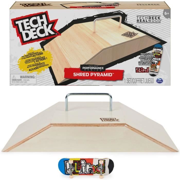 Tech Deck Shred Pyramid - SPIN MASTER - Rampe en bois pour skateboard  fingerboard - Kit avec accessoires