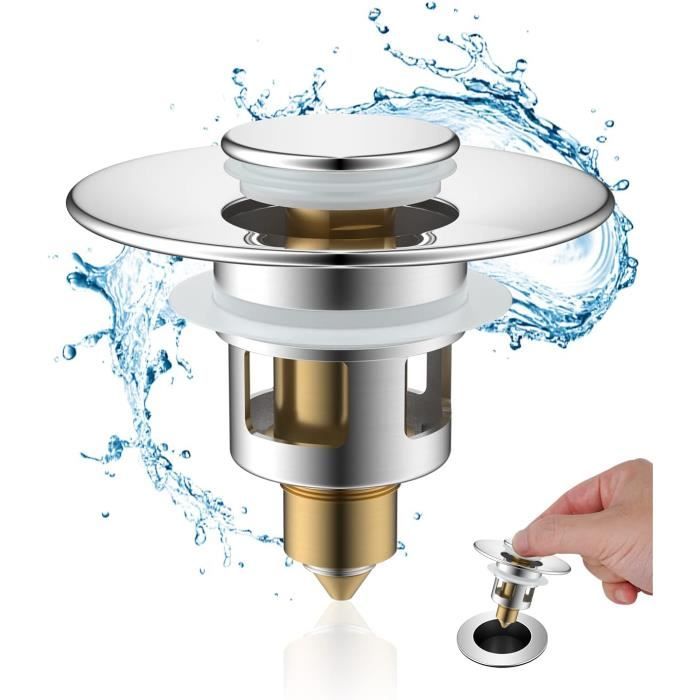Bouchon De Lavabo Universel Pop-Up 34-40mm Avec Tamis à Cheveux - Bonde Évier Salle De Bain
