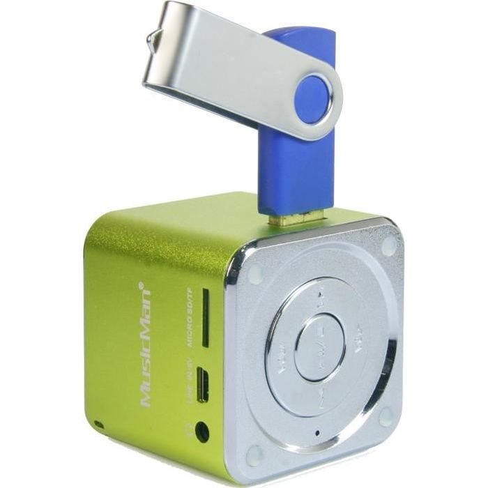 Enceinte portable MUSICMAN MINI SOUNDSTATION avec lecteur MP3 intégré - Vert