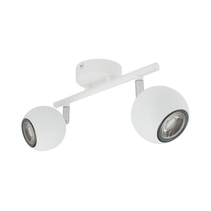 TECHBREY Lampe de Plafond Orientable Ates 2 Spots Blanc 250x80x150 mm Luminaire D'Interieur