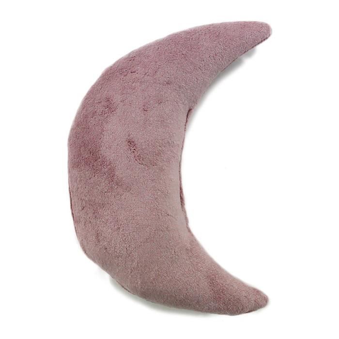 Coussin forme lune rose extra doux 30x45cm 30 x 45 cm Rose