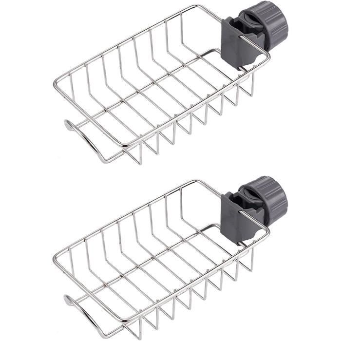 Lot de 2 porte-éponges sans clous en acier inoxydable pour évier de cuisine, salle de bain