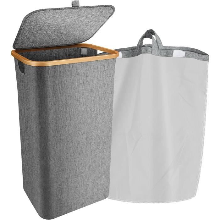INough Panier à Linge Extra Large Bébé - Panier Jouets Enfants Pliable Toile Avec Cordon - 58 Litres