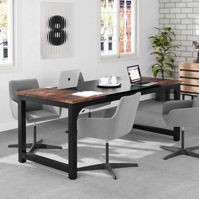 Finmind Bureau dordinateur Table de Bureau Informatique Gaming-Travail-dÉtude 180 x 80 x 75 cm Marron Rustique