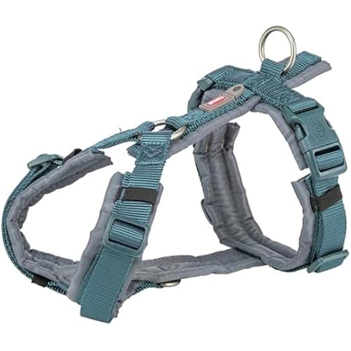 Comparer les prix de Harnais pour Chien - TRIXIE - Premium Trekking - Bleu pétrole/Gris Graphite - 44-53 cm - Confort optimal
