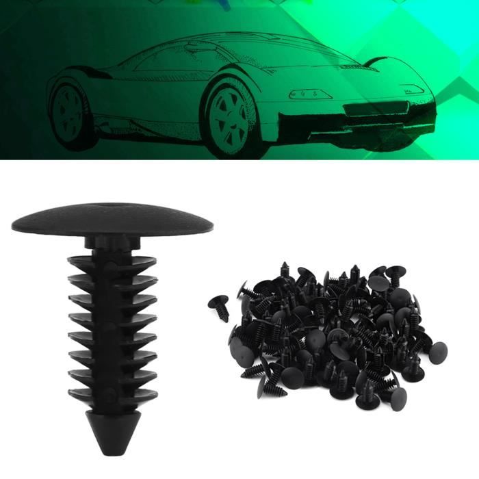 100 Clips Rivets Plastique Pour Voiture - Fixation Panneaux Porte, Pare-chocs - Nylon PA66 - Blanc/Noir