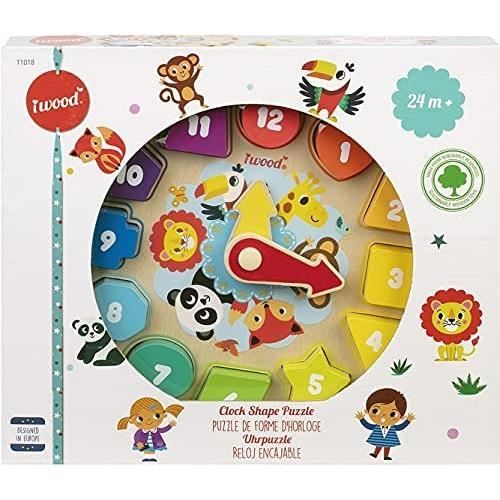 Puzzle en Bois - WDK - WDK Puzzle Horloge - Aiguilles tournantes - Diamètre 23 cm - Multicolore