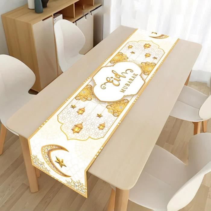 GWAWG Décorations de Table Ramadan Mubarak, Ensembles en Bois Or Ornement Lune Étoile Lanternes, Ramadan Eid Décorations pour Maison, Salle à Manger, Fête Islamique, Cadeau Ramadan Kareem