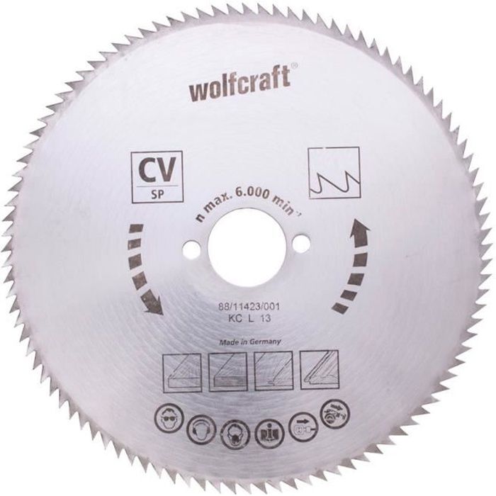 WOLFCRAFT Lame scie circulaire CV - 100 dents - Ø 180 x 20 mm