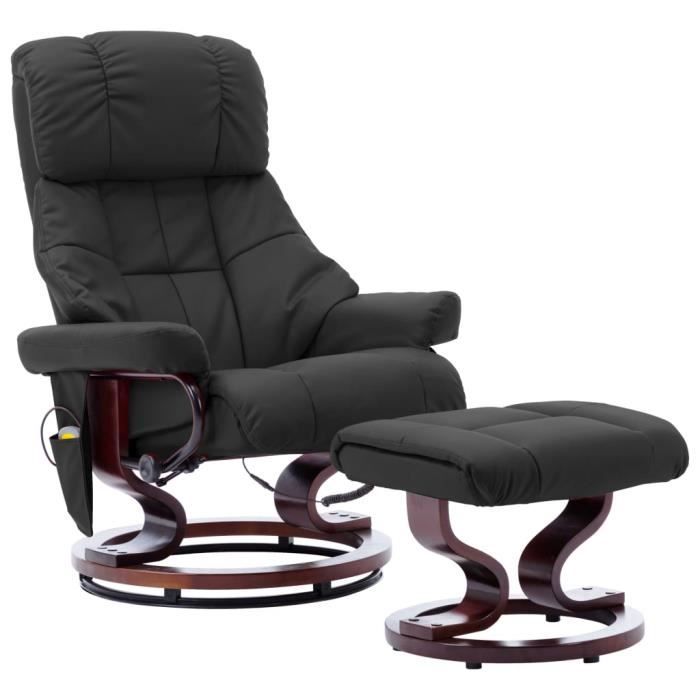 yaj - fauteuil de massage inclinable gris similicuir et bois courbé - yosoo - dx3276