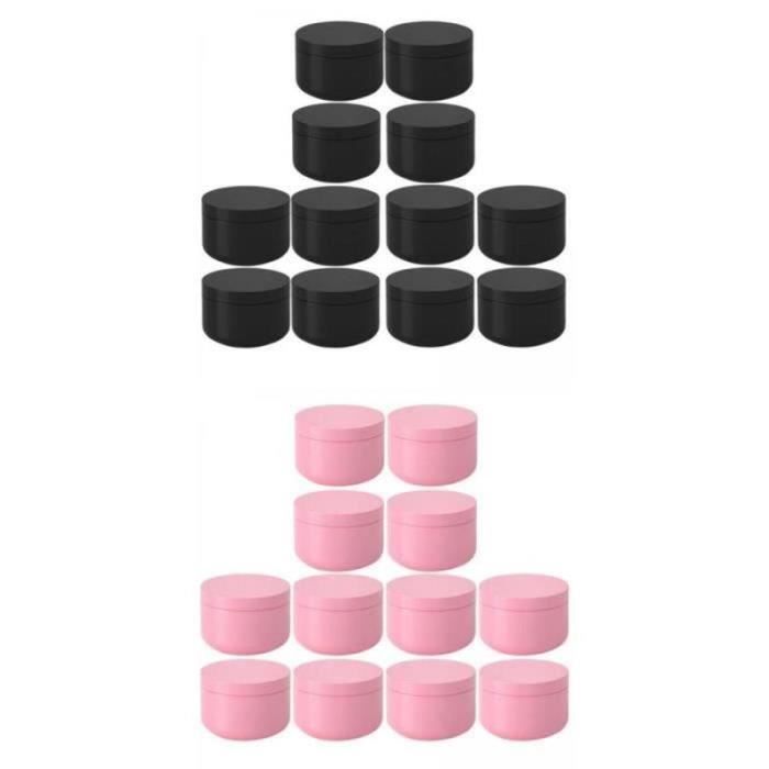 Lot De 24 Pots à Bougie En Métal 120 Ml - Noir Avec Couvercle - Pour Fabrication Bougies, Rangement DIY