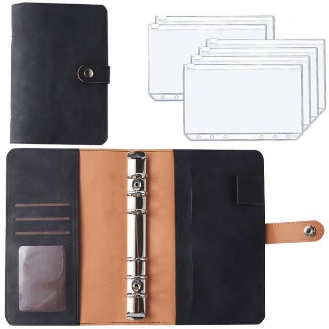Qinsky Classeur à Anneaux A5 En Cuir PU - Organiseur Carnet De Notes Réglable Avec Boucle Magnétique Pour Papier A5