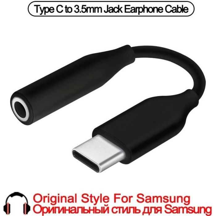 A-Black No box -Câble Audio Aux pour écouteurs huawei,adaptateur USB vers 3.5mm,avec Jack de Type C 3.5,pour SAMSUNG Galaxy Note