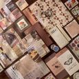 Lot de 155 Accessoires de scrapbooking vintage Avec grille A6, Autocollants de carnet de voyage, DIY, Cadeau pour filles et femmes-1