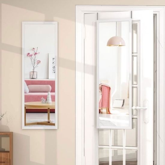 COSTWAY Miroir sur Pied-Mural -Lumières LED 3 Couleurs, Tactile Intelligent, Cadre en Aluminium