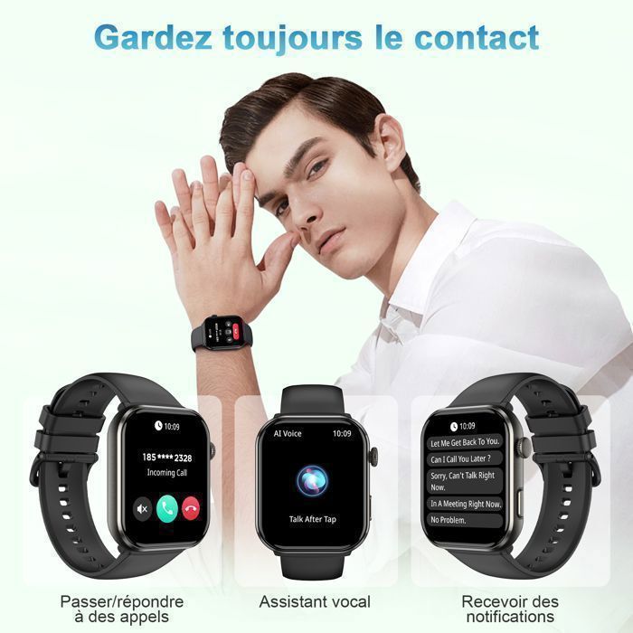 Montre Connectée Homme 2.01" Écran HD - Appels Bluetooth, 120 Modes Sport, Étanche IP68 - Tracker Santé Smartwatch