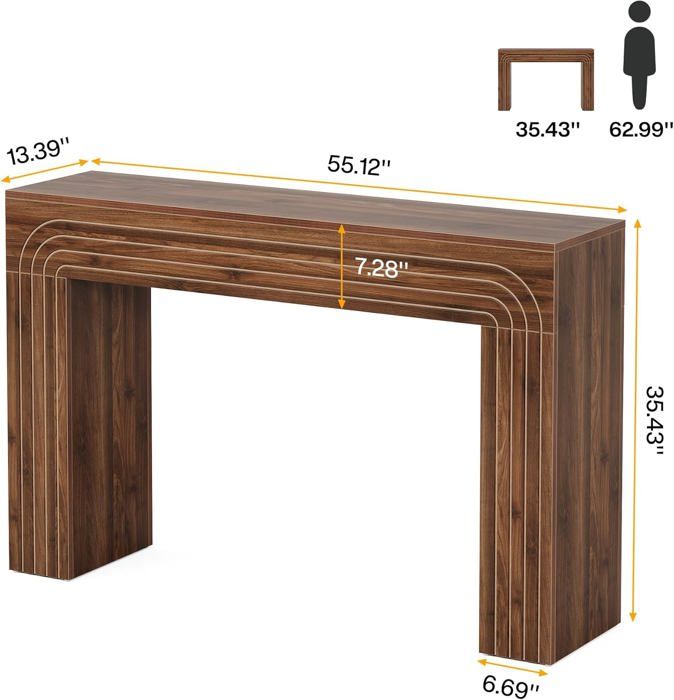 Tribesigns Table Console De Ferme De 119,4 Cm, Table Console D'entrée Avec Rangement, Table D'appoint Industrielle Pour Couloir, Salon, Entrée