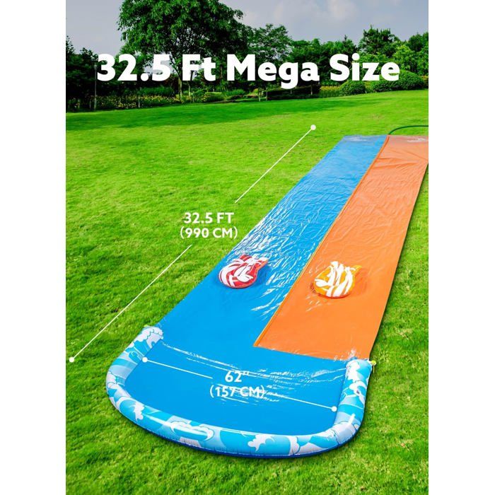 Toboggan Aquatique JOYIN 32,5ft Double Piste - Avec Arroseur Et Planches - Pour Jardin Et Fête