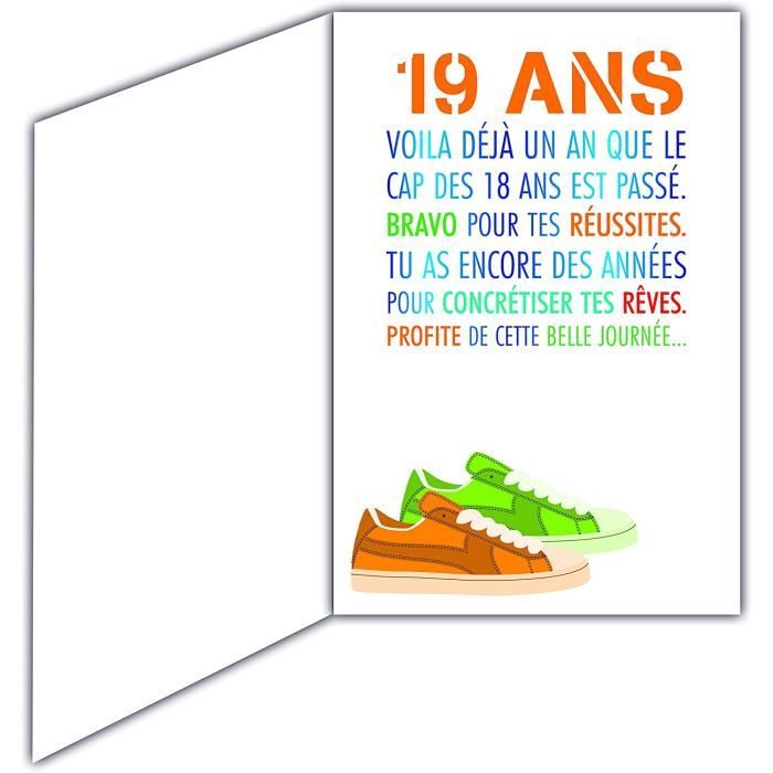 Afie Carte Anniversaire 19 ans Garçon Fille Jeune Homme Femme