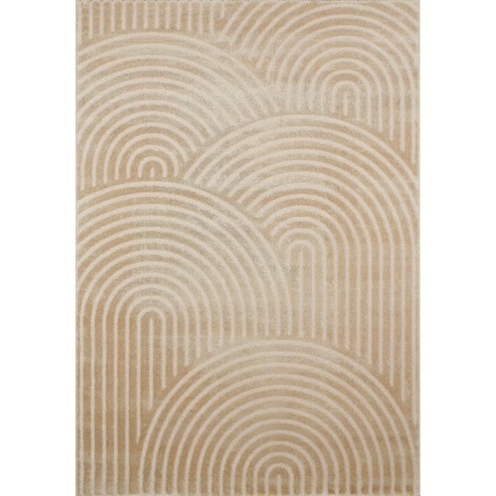 NAZAR - Tapis en polyester brillant motif uni beige 120x160 - Tapis - Rue  du Commerce
