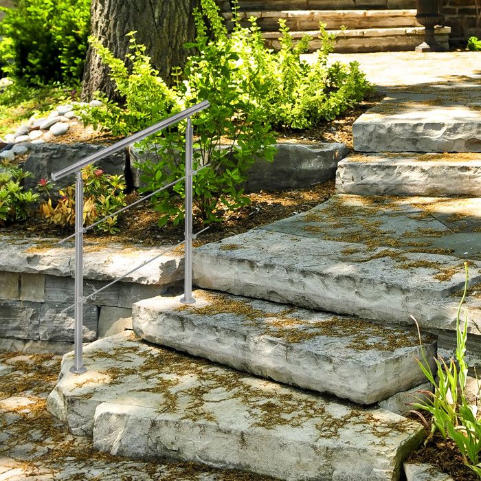 Rampe D'escalier INOX - Marque - Modèle - 108 X 100 Cm - Intérieur Et Extérieur - 2 Traverses - Bricolage