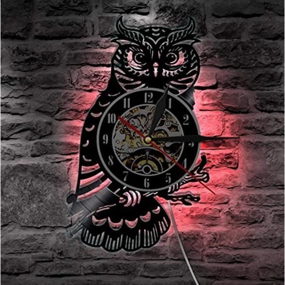 Hibou Horloge Murale Hibou Disque Vinyle Horloge Murale avec