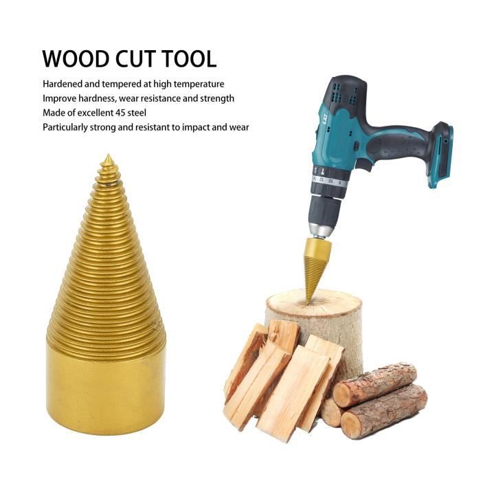 MaxEarn Foret Fendeur De Bois 50 Mm – Cônes De Fendage Magnétique Avec 2 Poignées – Pour Perceuse, Idéal Bûches Chêne & Noyers
