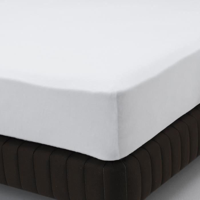 Drap Housse Coton Percale Blanc 2x80x200 cm - Adapté Lit Articulé & Lit  Electrique - Grand Bonnet 30 cm - Linge des Familles - Cdiscount Maison
