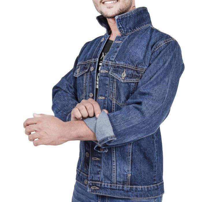 Veste jean on sale longue homme