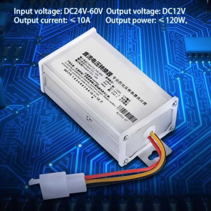 Convertisseur DC-DC 48V à 12V 10A 120W - Module Abaisseur Étanche IP65 - Pour Moteurs, LED