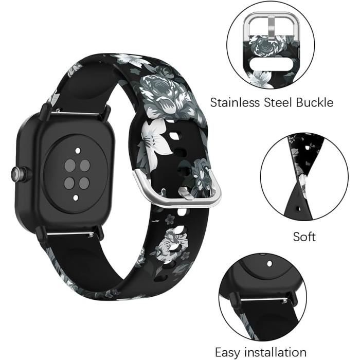 Flower Cinturino per Amazfit GTR Mini 42mm/GTS 4/4 Mini/3/2/2e/2Mini, 20mm Sport Bracciali Silicone Cinturini di Ricambio per Amazfit Active 2/Active 3 /Bip 3 Pro/U/S/S Lite