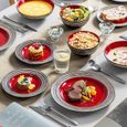 Service de table complet, vancasso Assiette, Série ARBRE-R 32 pièces, Collision de conception de deux couleurs vaisselles - Rouge-2