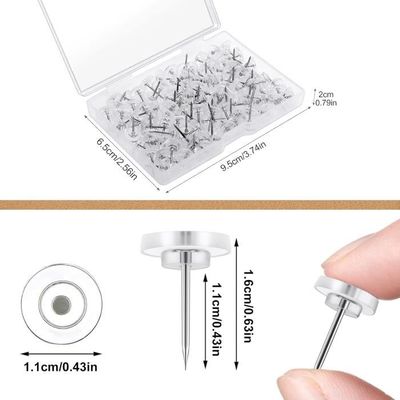 200 Punaises Noires Transparentes - 17mm - Pour Tableau Liège, Mur, Bureau - Avec Boîte