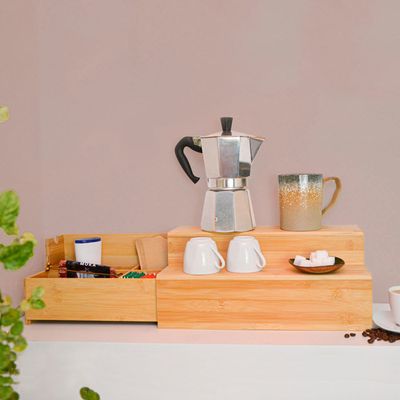 Organisateur à Thé En Bambou 3 étages, 9 Compartiments – Pour Cuisine, Bureau, Café – Rangement Sachets De Thé, épices, Sucre - 3