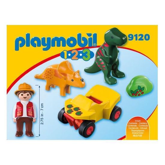 PLAYMOBIL 9120 - 1.2.3 - Explorateur et dinosaures pas cher 