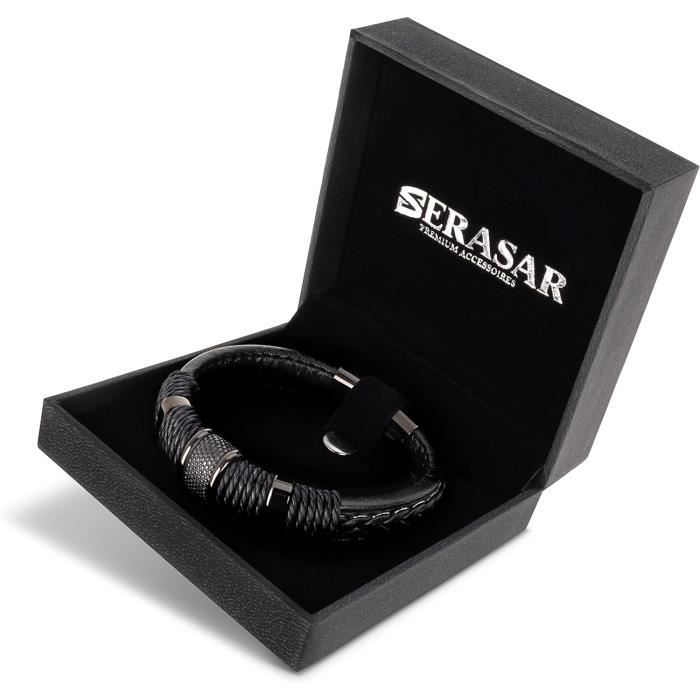 Bracelet en cuir café Style Punk, en acier inoxydable 316L, 5