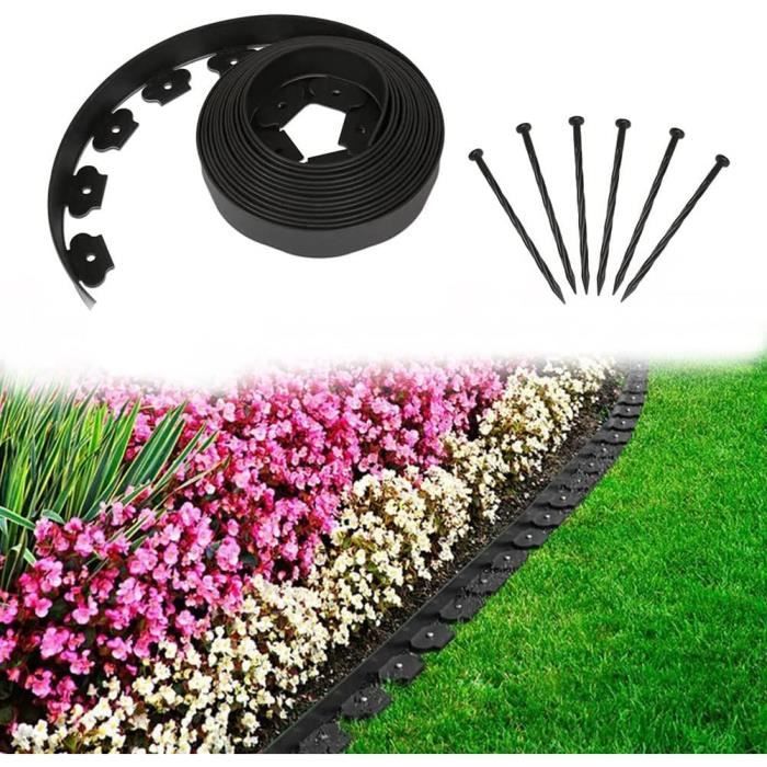 Bordure Jardin Bordures Jardin Kalolary 12m - Hauteur 10cm - Avec 36 Piquets U Et 3 Connecteurs - Flexible Pour Pelouse Et Parterres Bordures Extérieur Piquets