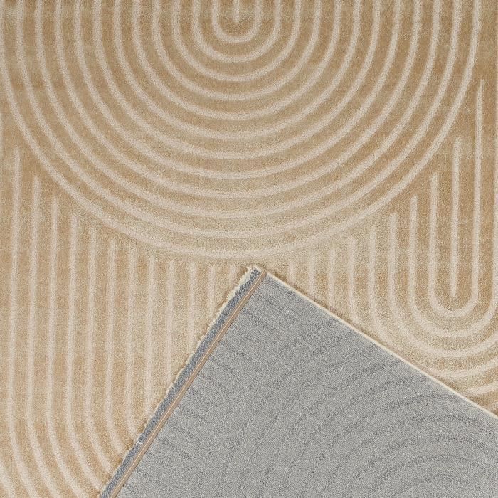 Tapis de salon motif géométrique en relief - NAZAR RUGS - 120x160 cm -  Beige et Crème - Cdiscount Maison