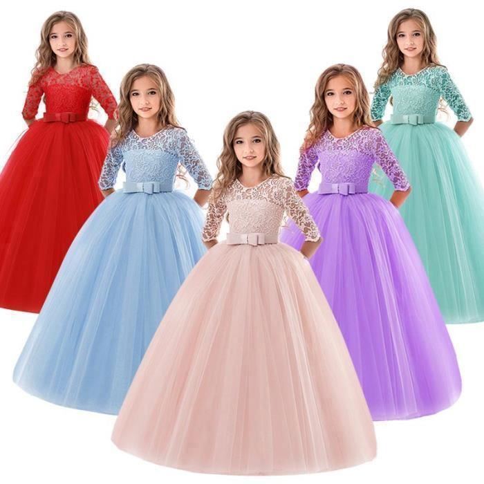 Robe Princesse Tricotée Manches Longues Bébé Fille – Taille Haute, Pour Noël, Mariage, Anniversaire